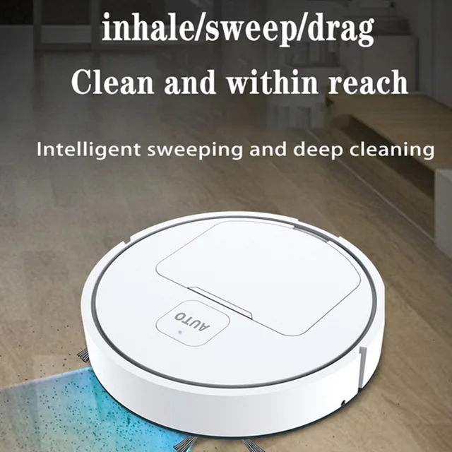Robotic Vacuum and Mop Combo USB Rechargeable Quiet Cleaning Sweeper Robot 75 Min Runtime for Home Floor Washing Carpet Pet Hair 3