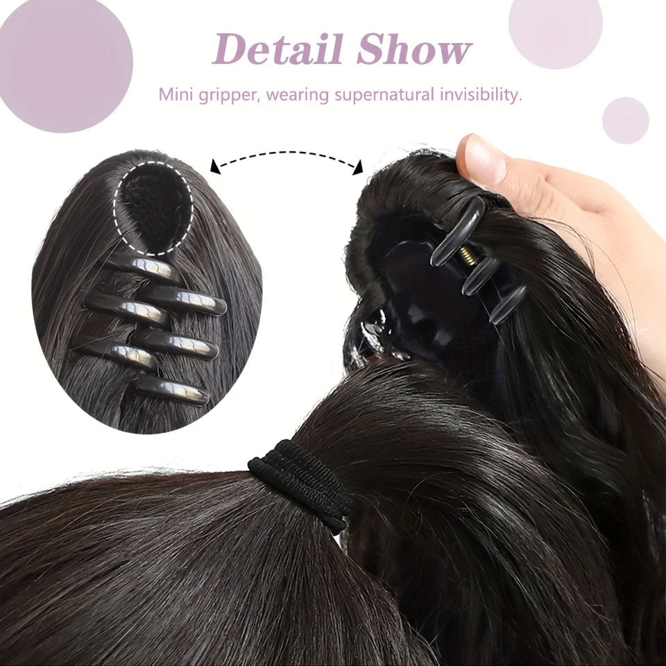 Synthetic Straight Claw Clip On Ponytail Hair Extensions