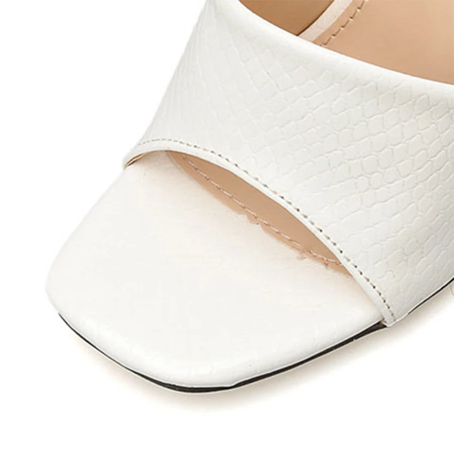 Crocodile Pattern Women Slippers Summer Open Toe Thin High Heels Slip On Ladies Party Dress Shoes Sandals 35-42