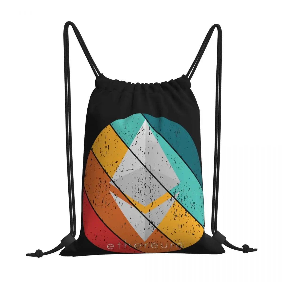 

Grunge Sunset Retro Ethereum Cryptocurrency Kawaii Drawstring Bags School Shoe Teen Portable Rucksack Pouch