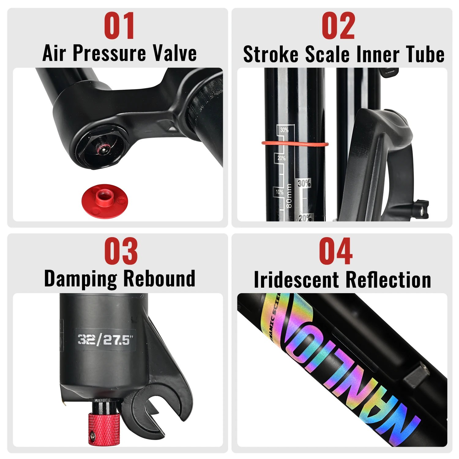 NANLIO X7 Bicycle Suspension Air Fork Rebound Adjustment 26