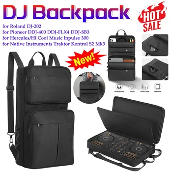 Zaino per DJ per Pioneer DDJ-400/DDJ-FLX4 e Roland DJ-202, Custodia per Mixer DJ, Custodia per Controller DJ Antiurto con Tracolla Regolabile