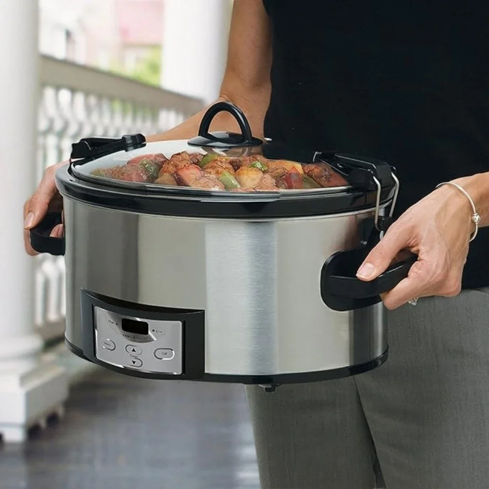 6 Quart Slow Cooker Programmable Slow Cooker with Digital Timer Stainless Steel Slow Cooker 3