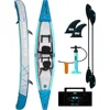 Inflatable Kayak 2 Person Adult- Drop Stitch Tandem Kayak | with Aluminum Paddles, Seats, Footrests, Pump, Fins 1