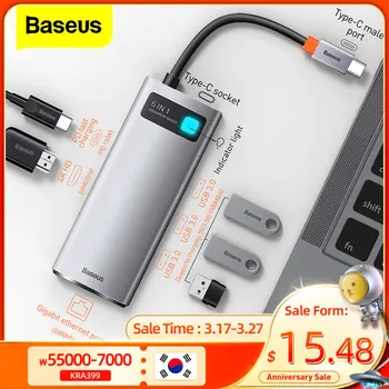 Baseus-USB C 허브 USB 3.0 3 0 맥북 프로 에어 서피스 프로 7 USB 이더넷 네트워크 허브 도킹 스테이션 스플리터, Macbook Pro Air Surface Pro 7 용 멀티 허브