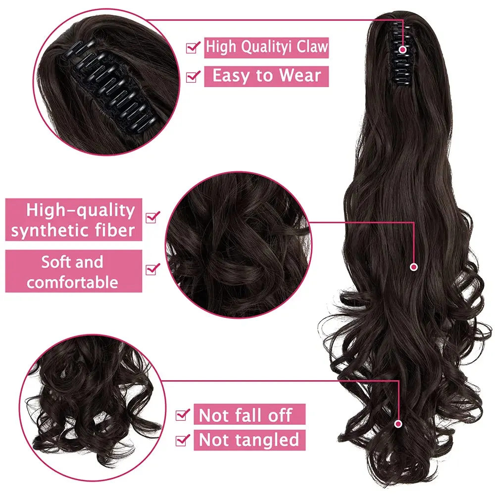 S6810d3609b4449a7b73644799ed6b1bai 24inch Synthetic Multicolor Horsetail Extensions Very Long And Fluffy Wavy Heat Resistant For Women Curling Pieces Mallzona