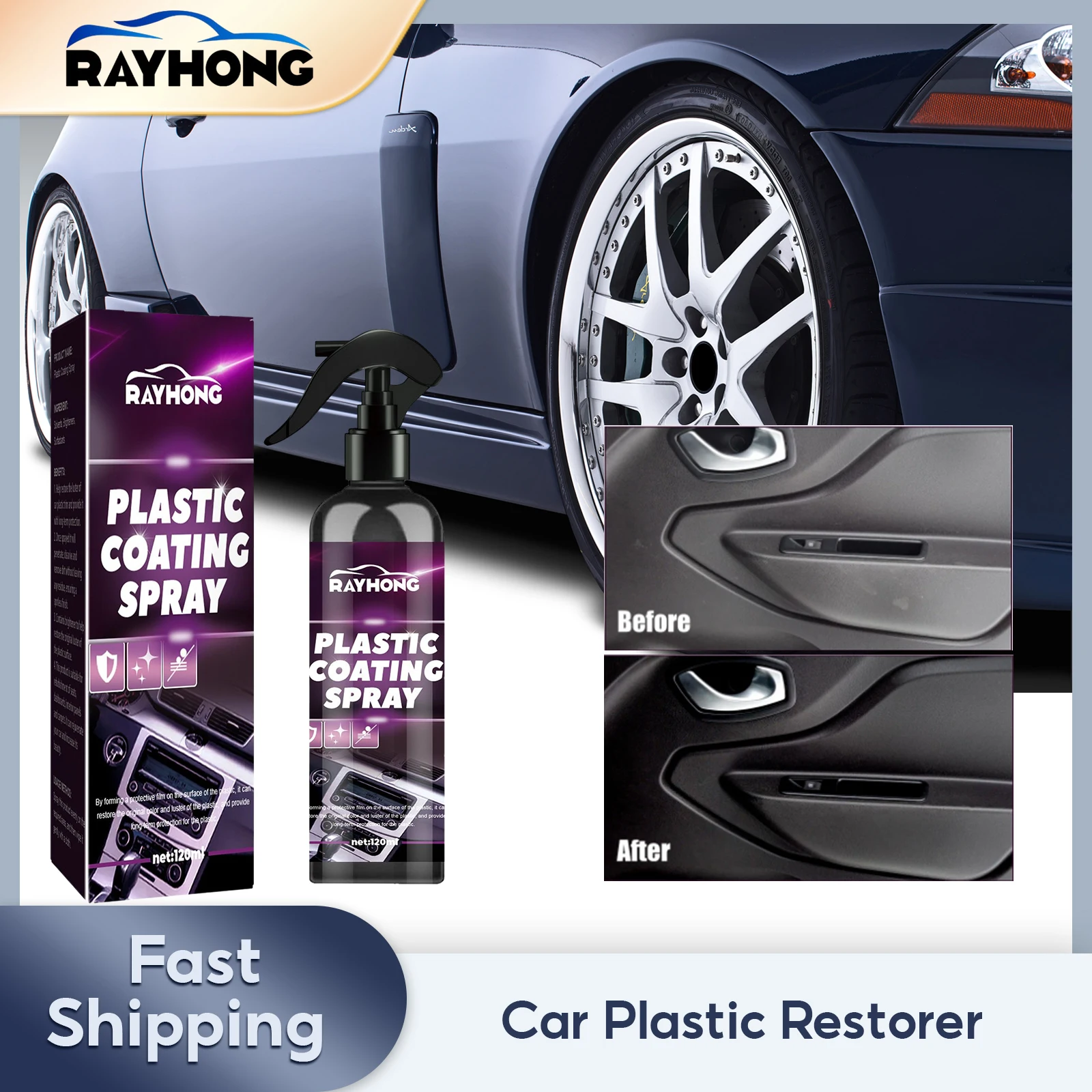 

Car Plastic Restorer Back to Black Gloss Auto Polish Exterior Rubber Part Renovator Leather Coating Restoration Interior Cleaner