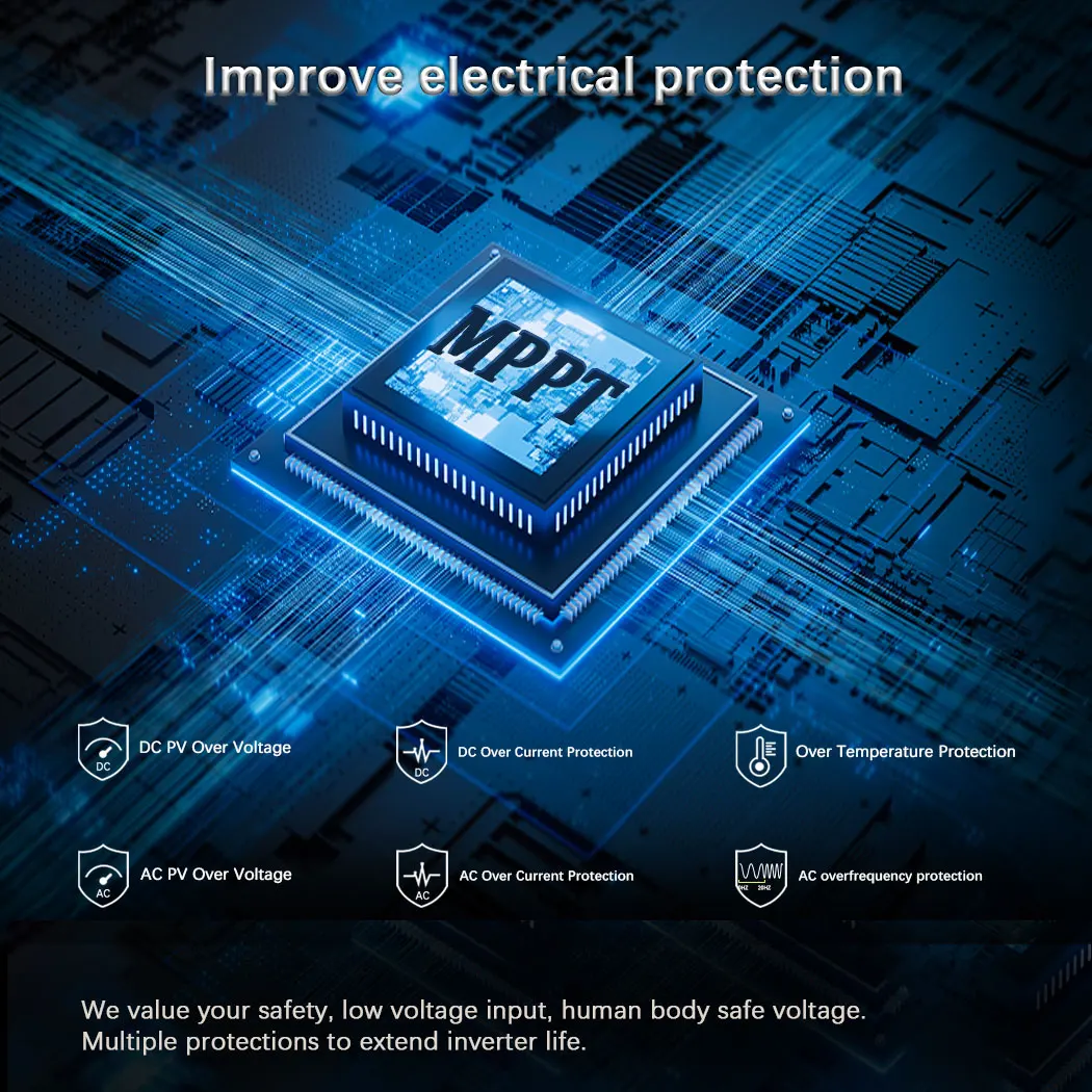Sine Wave Inverter 500W Micro Grid Tie Inverter Pure Sine Wave MPPT AC230V 12V/24V Battery Discharge Adjustable