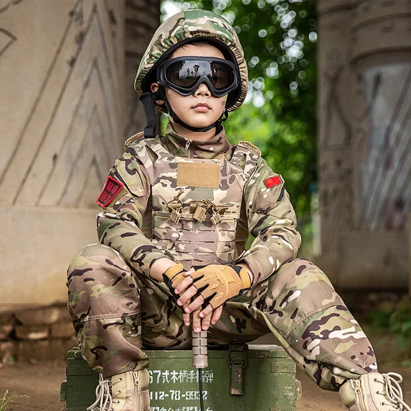 Kids Adult Military Tactical Training Uniform Set Children Jungle Camouflage Top Pants Men Special Forces Combat Outdoor Costume tactical pants tactical suit tactical shirt tactical men jackets