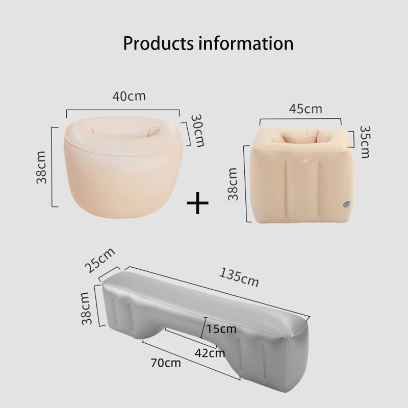 Car Inflatable Bed Rear Seat Gap Pad Foot Stepping Pier Filling Mattress Sleep For Sedan Air Plane High Speed Rest Accessories