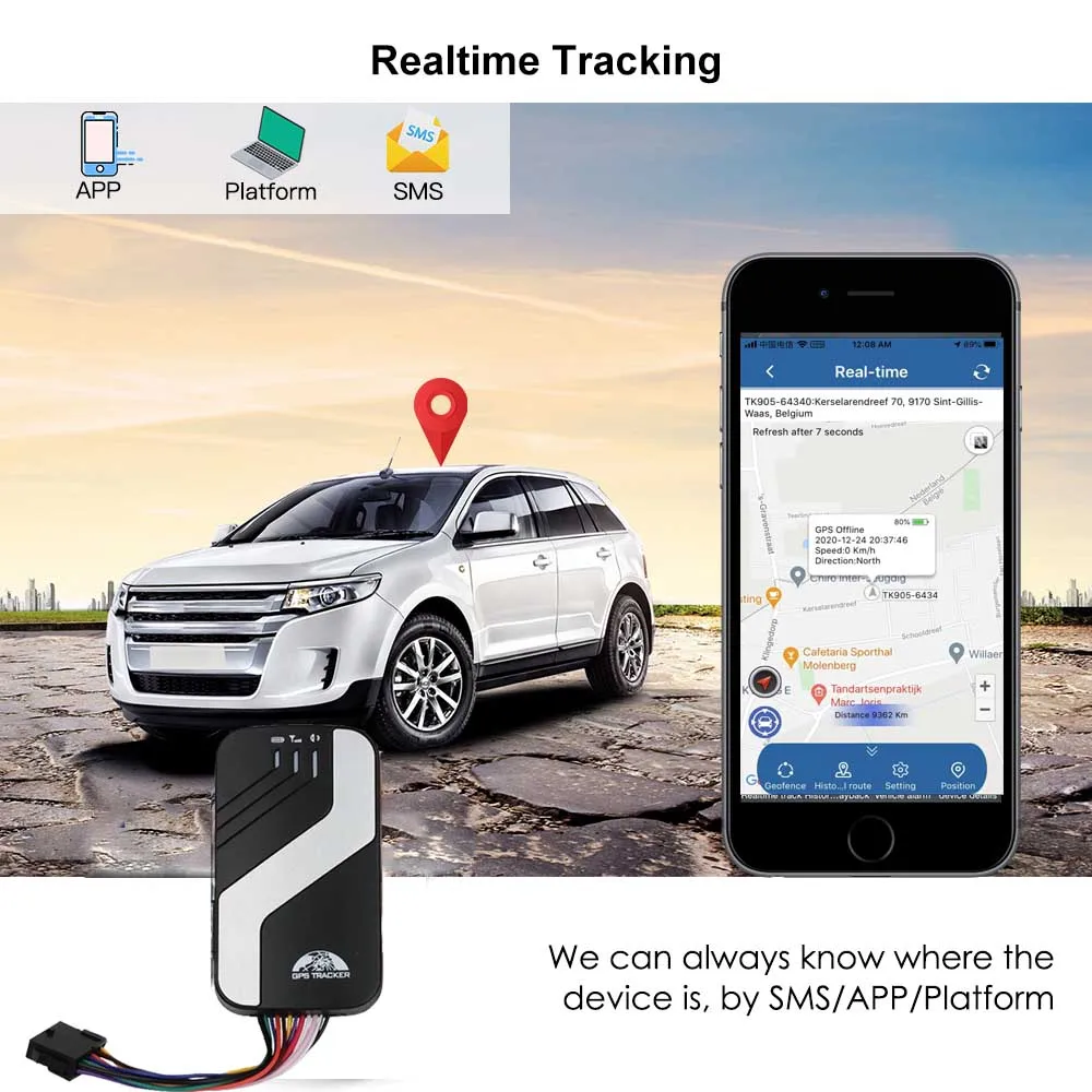 QZT TK303G Car GPS Locator GPS Tracker Vehicle Waterproof Voice Monitor Online Tracking with Remote Control Free APP