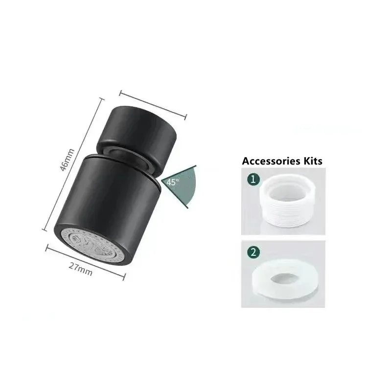 Enhanced Kitchen Faucet Spray Head with Adjustable 360° Rotating Aerator, Dual-Mode Functionality, and Splashback Filter
