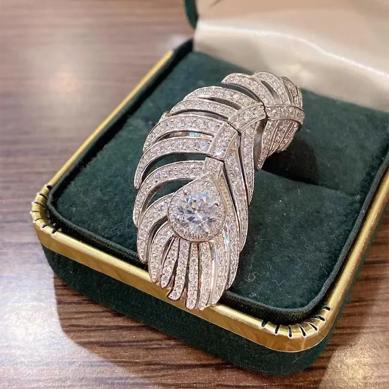 

Feather Full Diamond Ring Women's Light Luxury Temperament Opening Adjustment Versatile Temperament Women's Ring