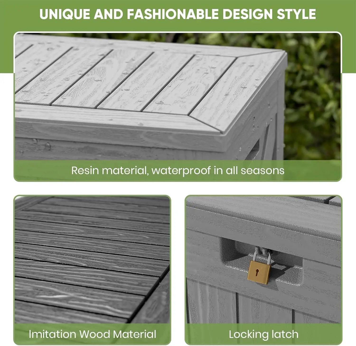 120 Gallon Large Deck Box, Outdoor Lockable Storage Box for Gardening Tools, Waterproof Deck Box for Patio Furniture, 4