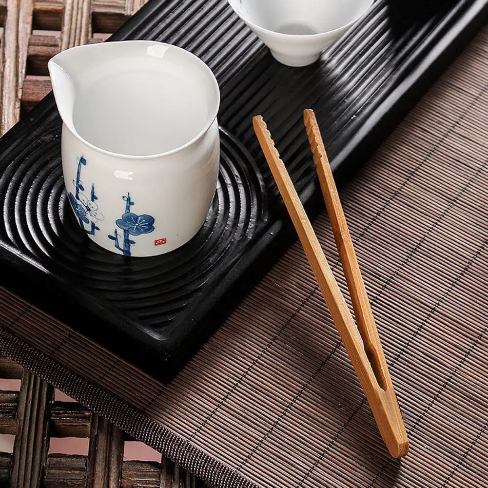 Bamboo Wooden Food Toaster Tongs For Tea Cup Clip Natural Bamboo Tweezers Kitchen Tongs Tea Making Tool New