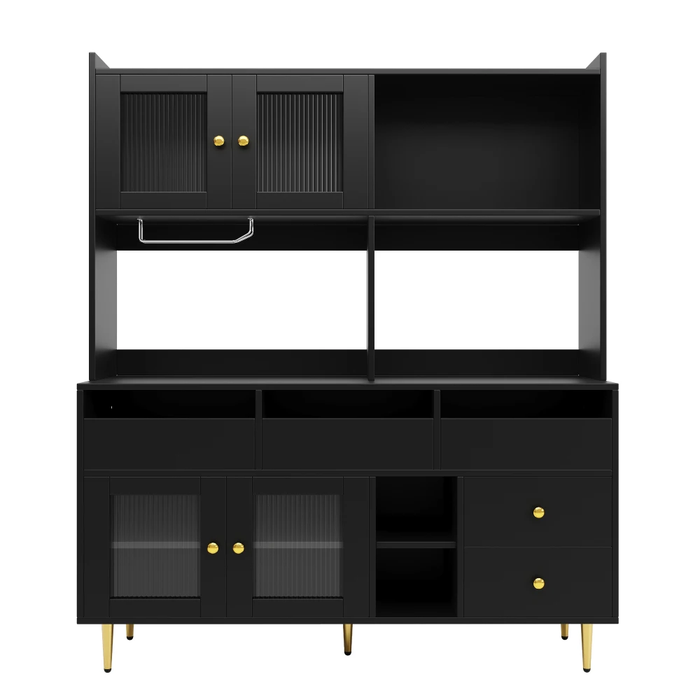 Eleganter Restaurantschrank in Weiß und Gold, Aufbewahrungsschrank mit Changhong-Glastür und Weinglasregal, Home-Barmöbel – Detail 32