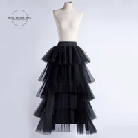 Women Tiered Tulle High Low Skirt. 4