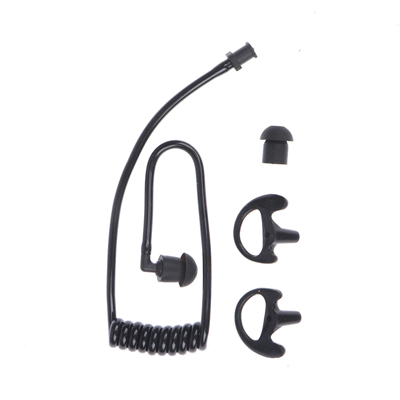 Black Spring Air Tube Replacement Walkie Talkie Earphone Coil Acoustic Air Tube Earplug Replacement For Radio Earpiece Headset