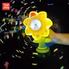 Seven Color Sunflower Handheld Bubble Machine Shake Head Soap Bubbles Swing Light 3 Speed Adjustment Automatic Blowing Kids Toys 1