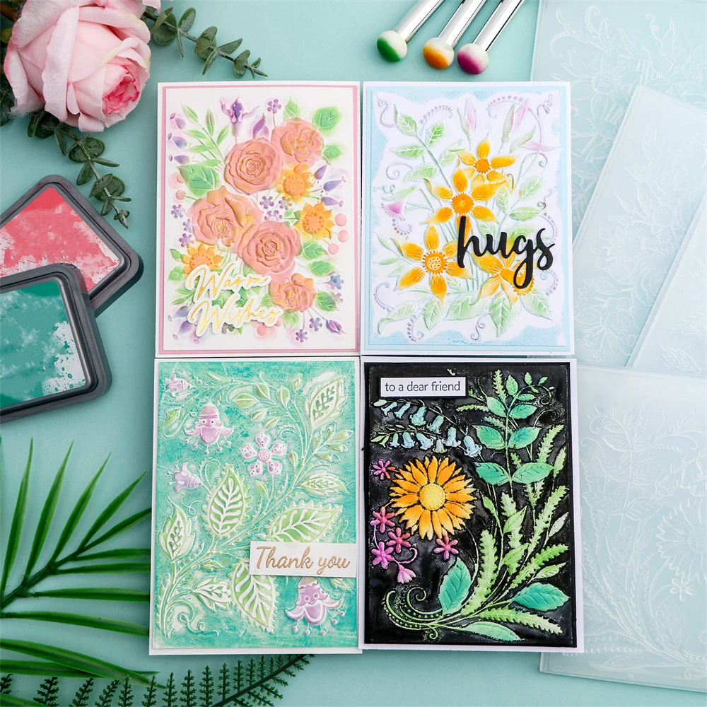 Description Picture 6 of itemNew 3D Embossing Folder Blooming Anemone Bouquets Flower and Leaves Pattern For DIY Scrapbooking Album Decor Card Making Craft