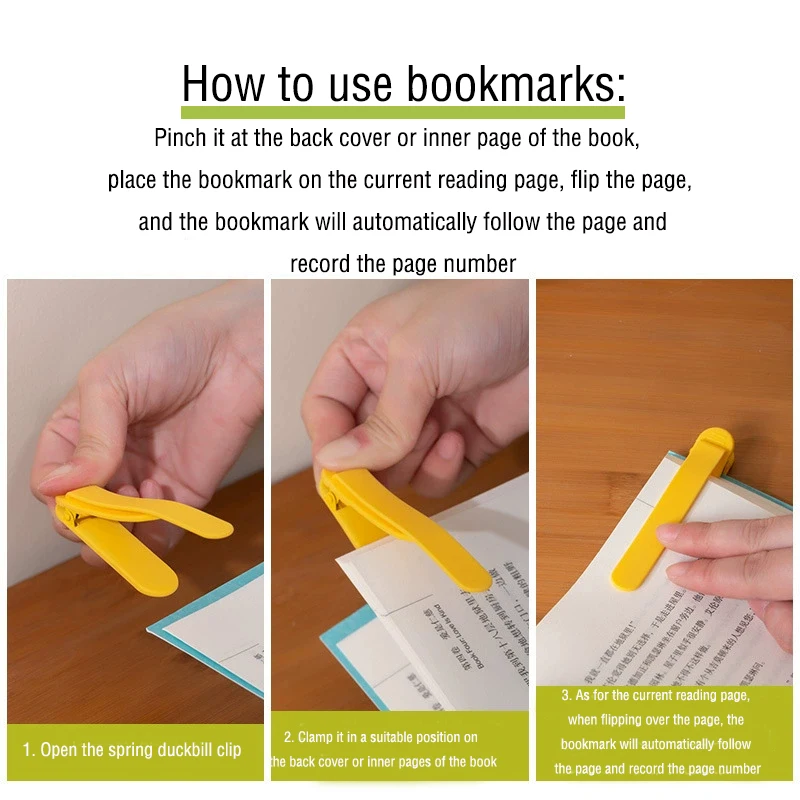 1/2/3/6Pcs Silicone Bookmark Automatically Follow Page Flipping Student Bookmark Office Stationery Home Office School Supplies