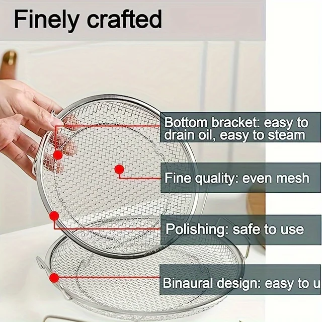 tainless Steel Filter Tray,Reusable Round Mesh Basket,Frying Grilling,Kitchen Strainer,Fruit vegetable water filter basket 6