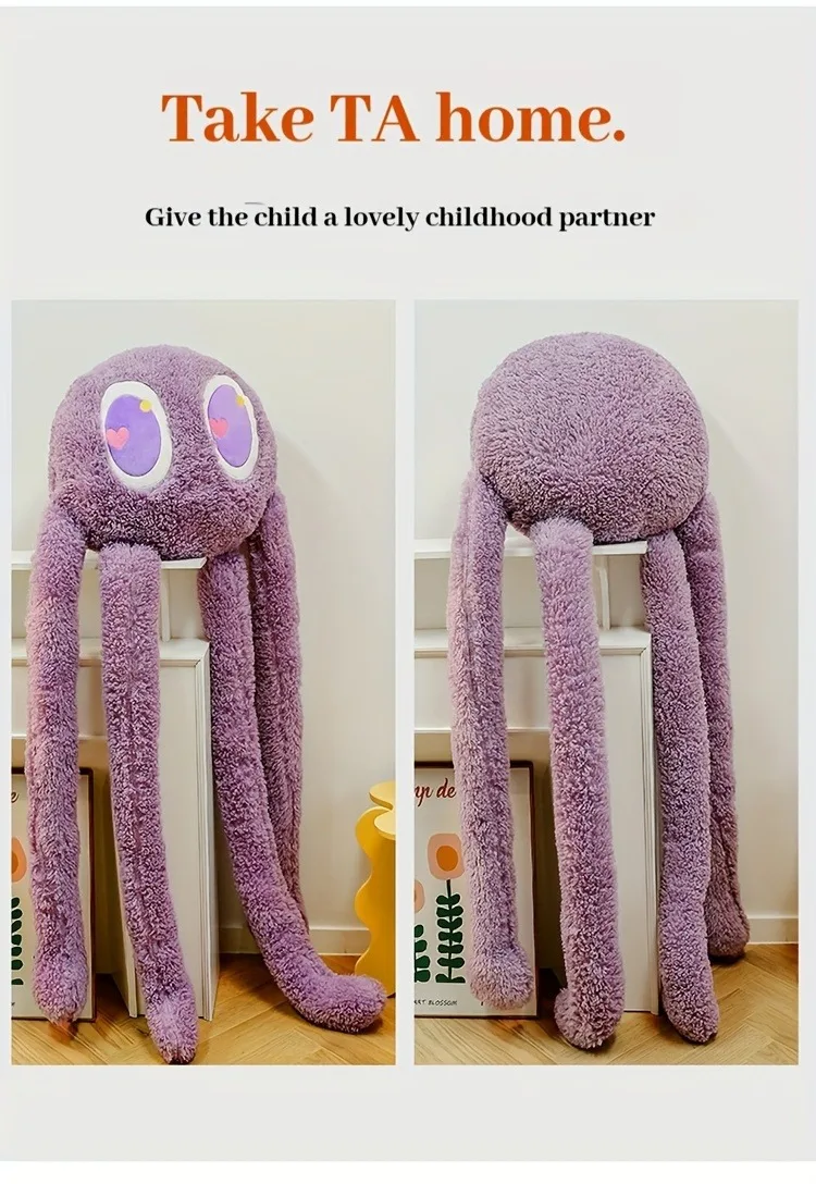35.4Inch Adorable Long-Legged Octopus Plush Doll Pillow, Soft Stuffed Comfort Toy, Lovely Throw pillow Gift For Birthday&Holiday