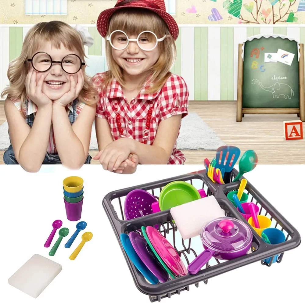 28pcs/set Children Early Education Kitchen Cooking wash dishes game toy Play house Interactive Toy kids baby gift