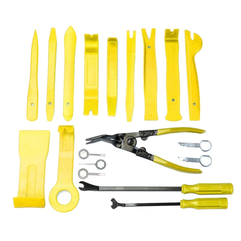 

19Pcs Trim Removal Tool,Car Panel Door Audio Trim Removal Tool Kit, Auto Clip Pliers Fastener Remover Pry Tool Set With Storage