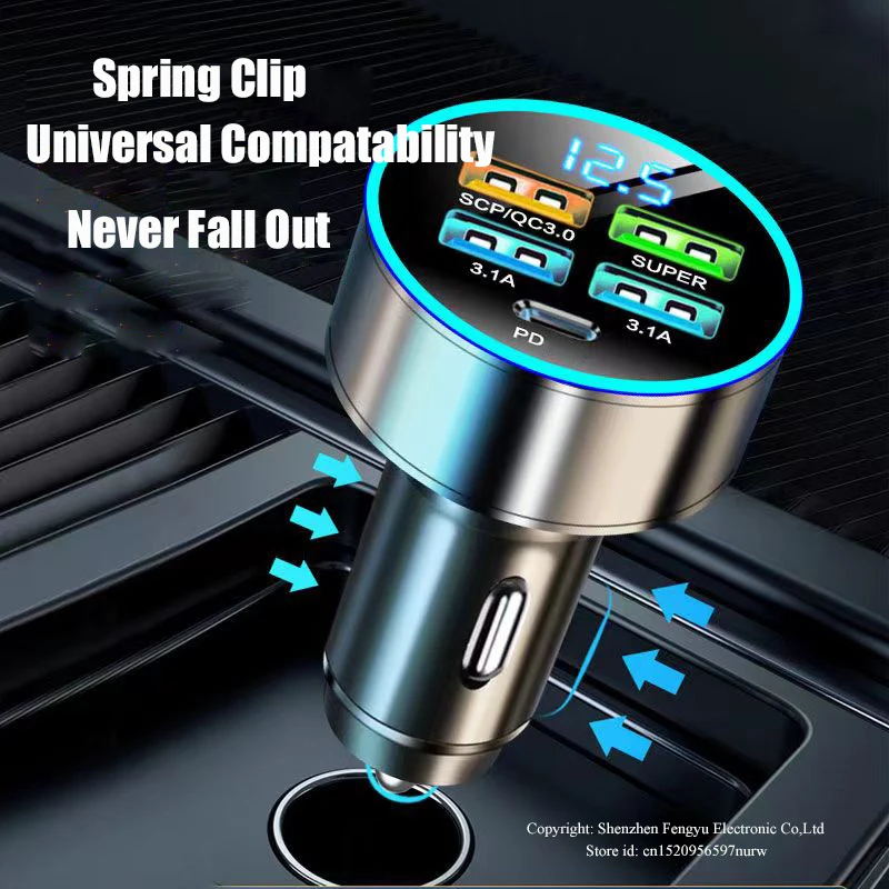 Caricabatteria da auto USB a 4 porte tipo C PD 150W adattatore di ricarica rapida per Huawei OPPO Oneplus iPhone 14 Pro Max 13 12 11 Mini XS Xiaomi - immagine 5