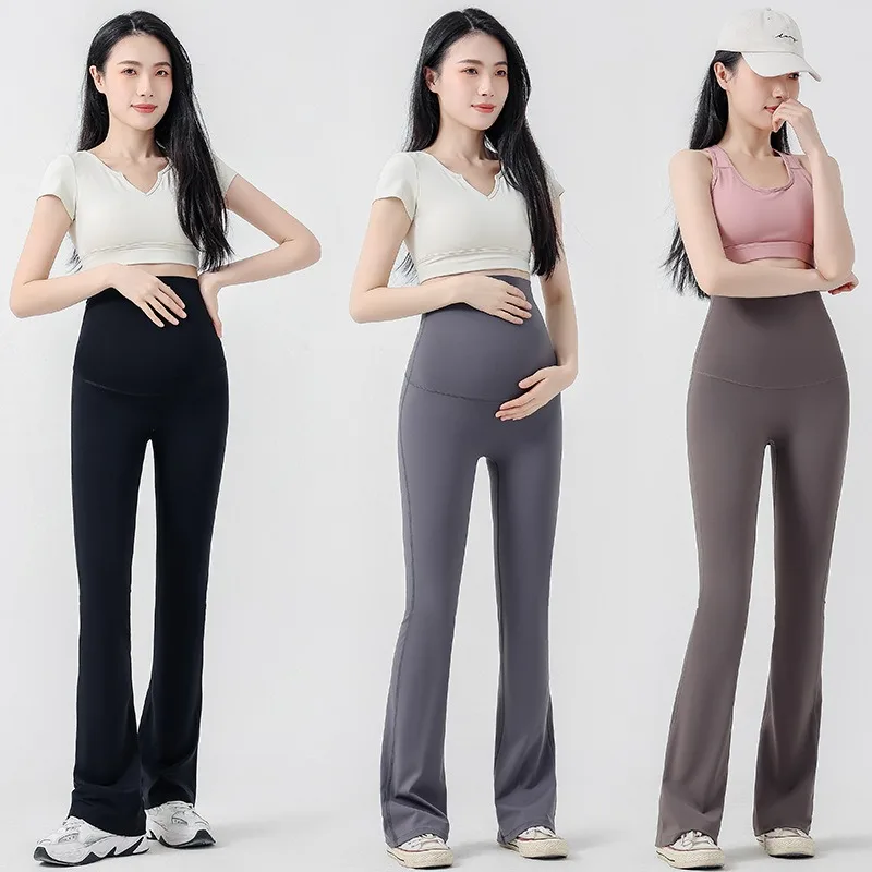 Pregnant Women Yoga Flared Pants Summer Thin Wear Casual Thin Shark Pants Spring and Summer New Maternity maternity pants,women yoga pants