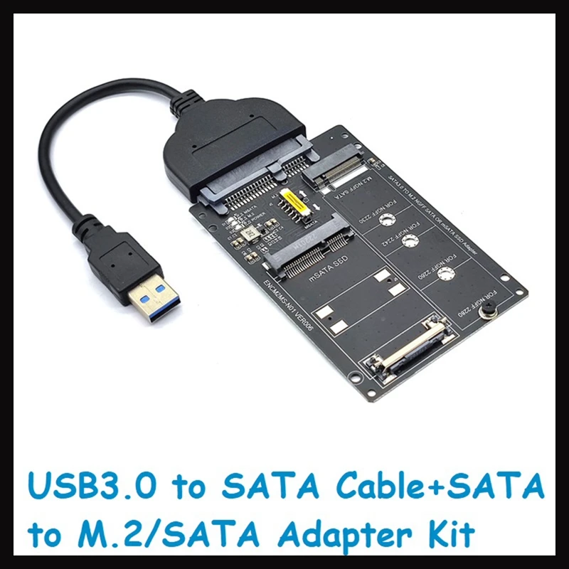 

NGFF+MSATA To SATA3.0 Adapter Card+USB To SATA Cable M2 KEY B-M SSD To 6G Interface Conversion Card