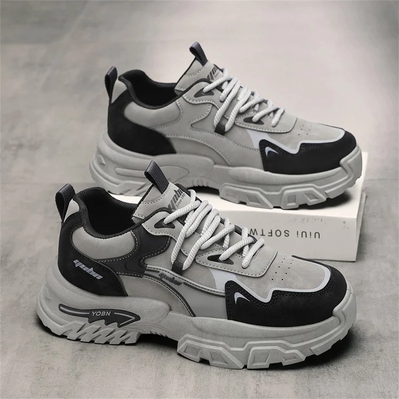 2026 Spring New Men's Sports Shoes with Height-Increasing Thick Soles, Breathable and Versatile, Korean-Style Trendy Running Shoes Suitable for Outdoor Activities 2