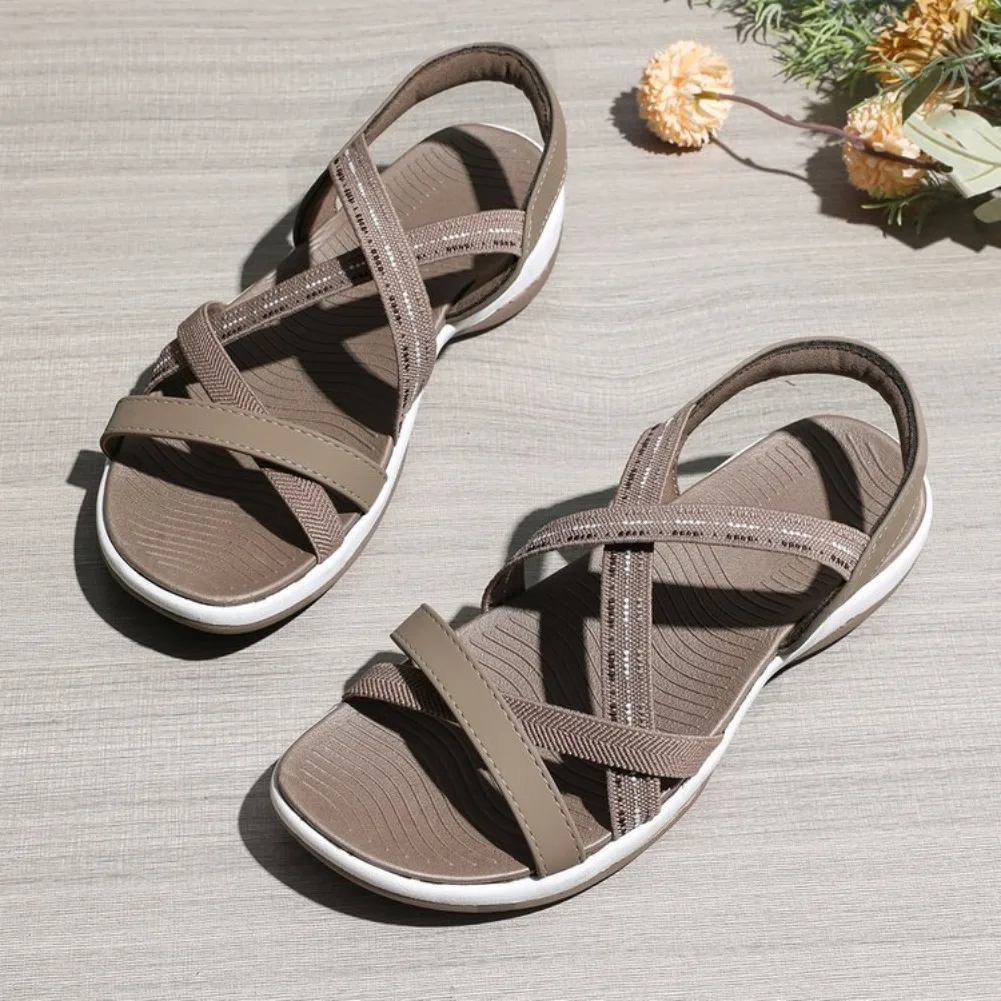 New Fashion Women'S Summer Sandals Fashion Open Toe Solid Color Elastic Sports Sandals Breathable Non Slip Outdoor Shoes