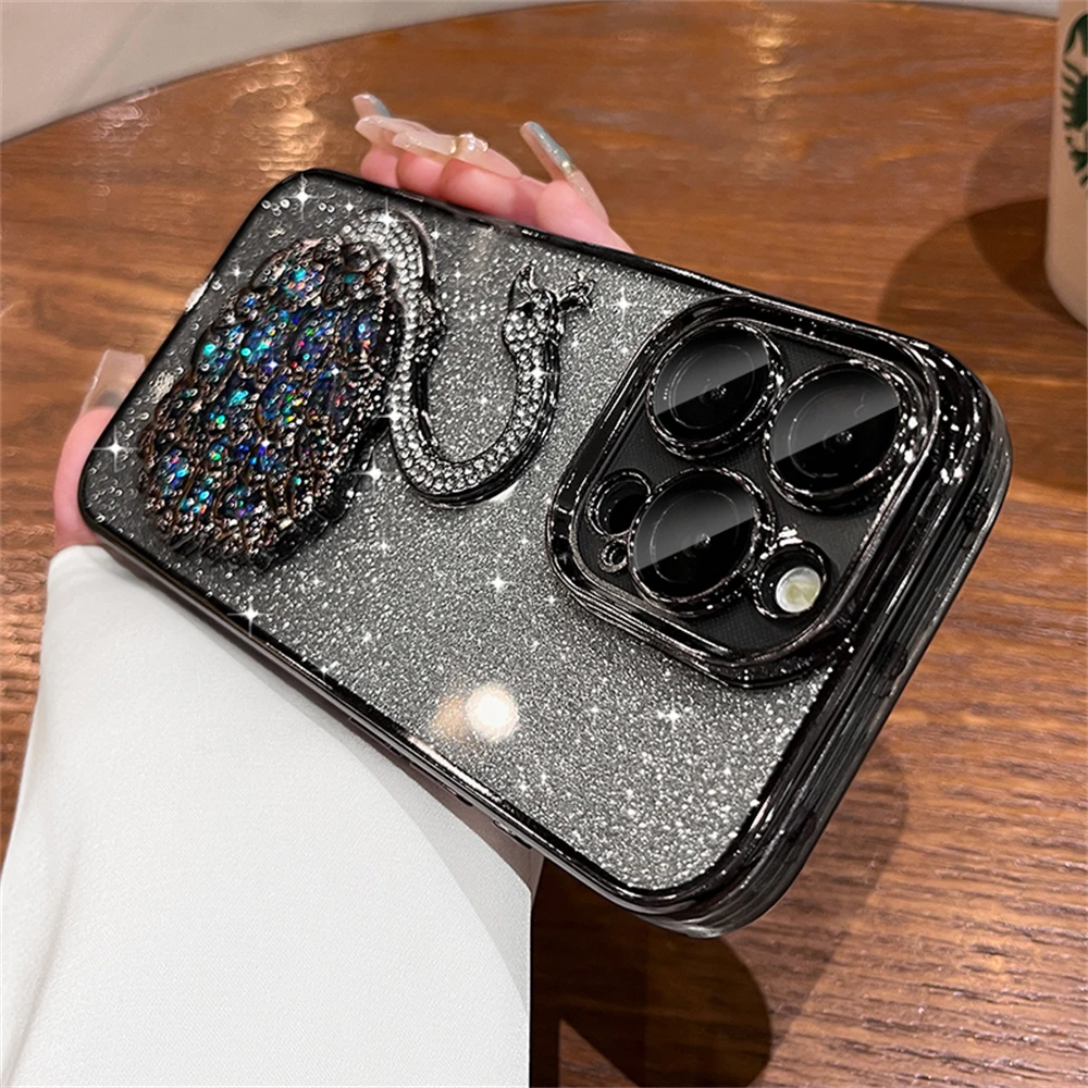 Elegant Bling Glitter Swan Diamond Clear Phone Case - Soft Silicone Shockproof Cover