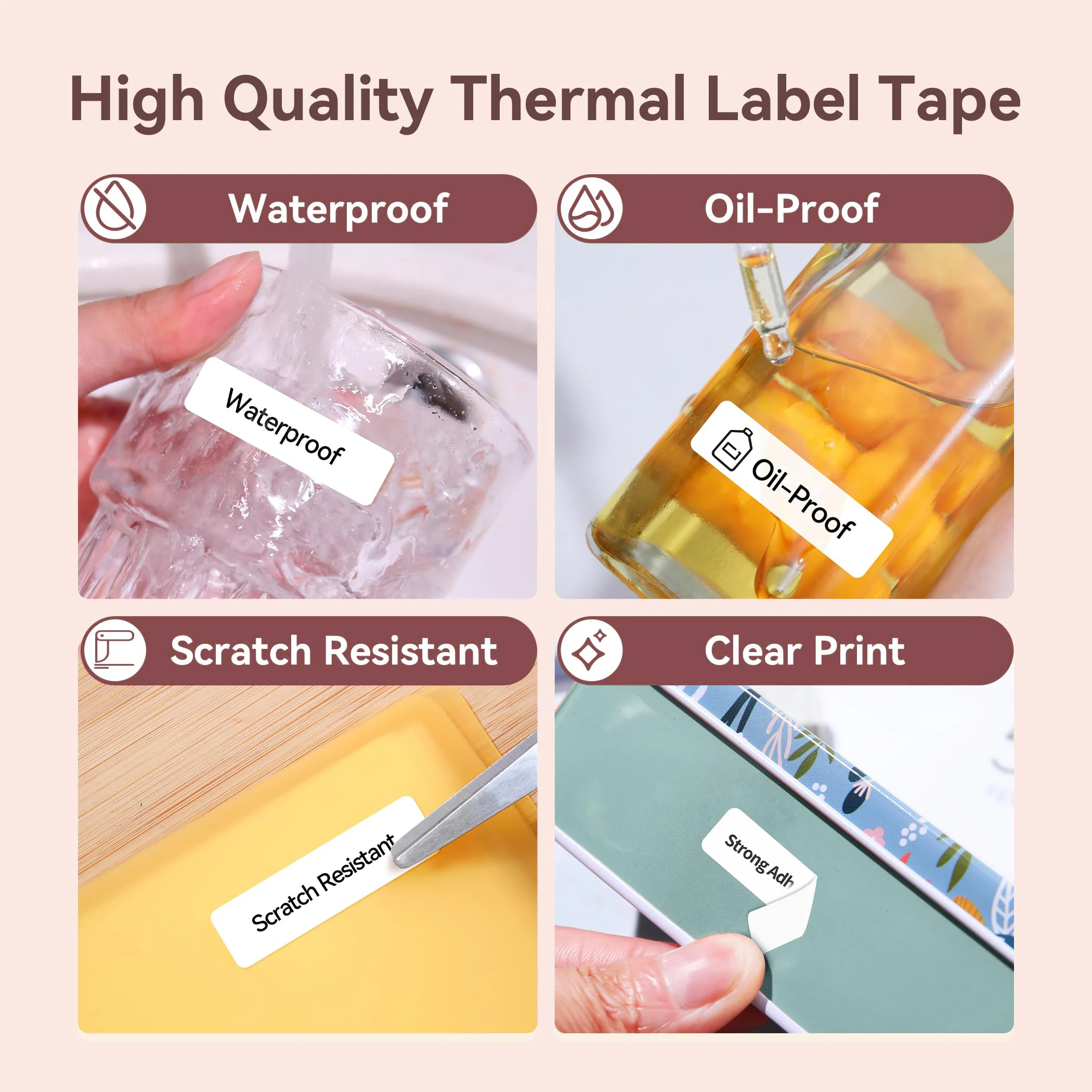 Niimbot D110 D11 Label printer paper Waterproof Anti-Oil Price Label Sticker Transparent Pure Color Label thermal Sticker Paper