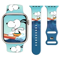Bracelet imprimé Snoopy de plage pour Apple Watch 11 10 9, Bracelet remplaçable en Silicone pour iWatch 46mm 44mm 42mm 41mm 1