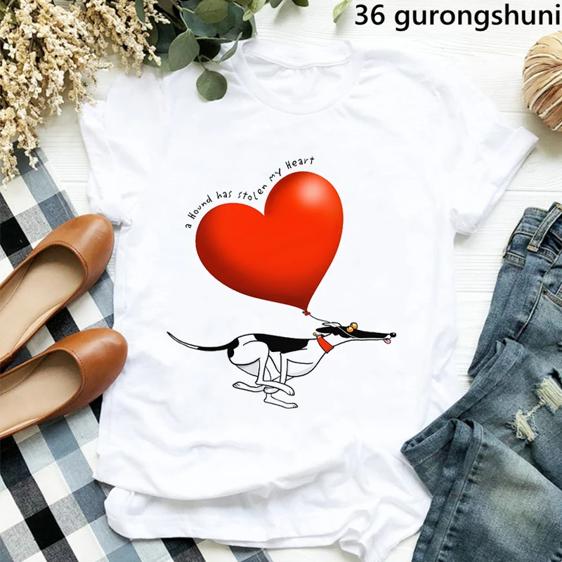

Summer Fashion A Hound Has Stolen My Heart Graphic Print Tshirt Women Funny Dog Love T Shirt Femme Harajuku Kawaii Clothes Tops