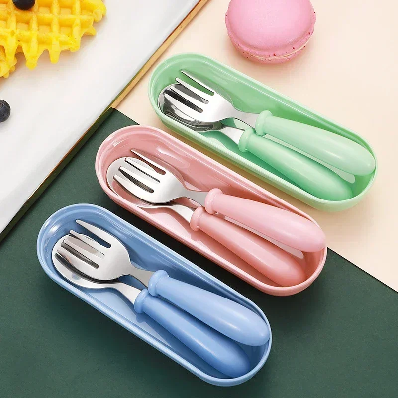 Baby Gadgets Kid Tableware Set Children Utensil Stainless Steel Toddler Dinnerware Cutlery Baby Safety Feeding Spoon Fork Cute