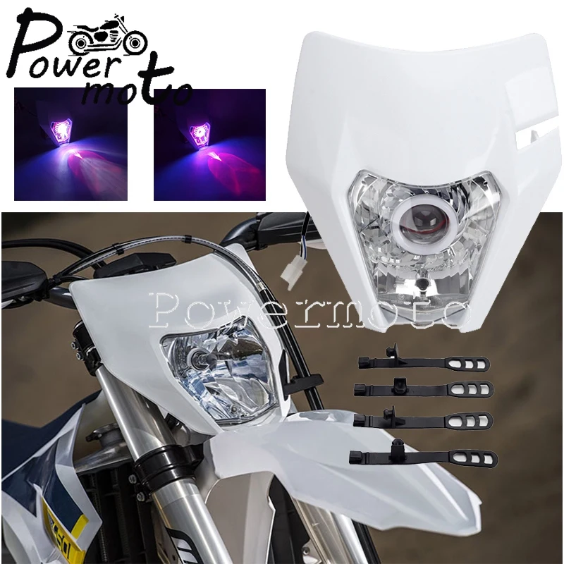 LED Headlight High/Low Beam Head Light With Angel Eye DRL Headlamp For EXC SX SXF XC XCF SMR CR YZF DRZ Supermoto Motorcycle