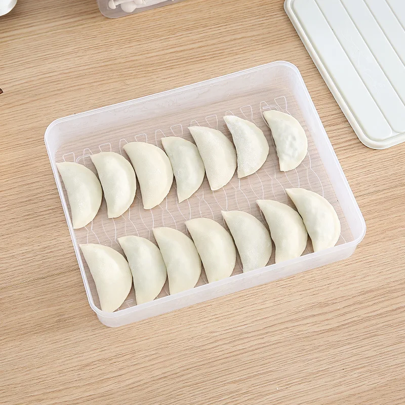 1Pc 주방 사각형 냉장고 보관함 가정용 플라스틱 식품 밀봉 냉동 만두 야채 보관함 식품 저장 용기