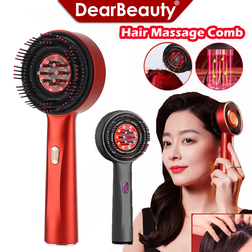 Red Electric Scalp Massage Comb Hair Growth Massager