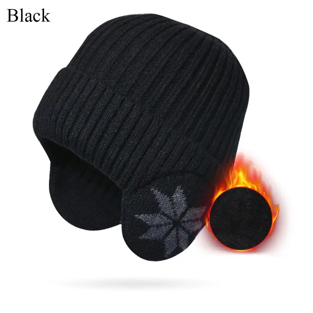 Warm Knitted Earflap Hat Windproof Thickened Plush Hat Men Women Ear Protection Thermal Outdoor Motorcycle Cycling Ski Cap
