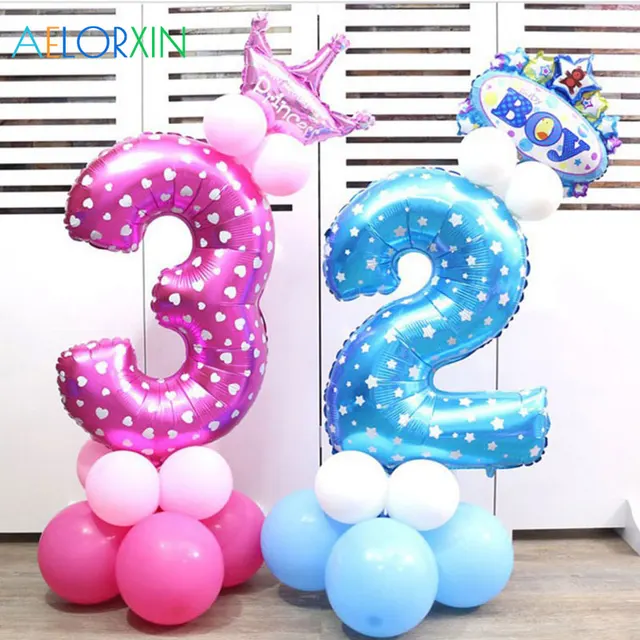32-inch Digital Balloon Cartoon Inflatable Children Birthday Party Decoration Number Balloon Foil Balloons Kid Boy Toy Baby 4