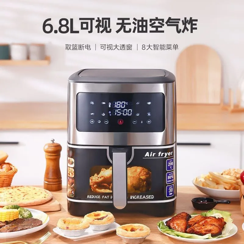 Freidora Por Aire Fryer Household Large Capacity Multi-Functional Smart Stainless Steel Visual Air Fryer Deep Frying Pan 4