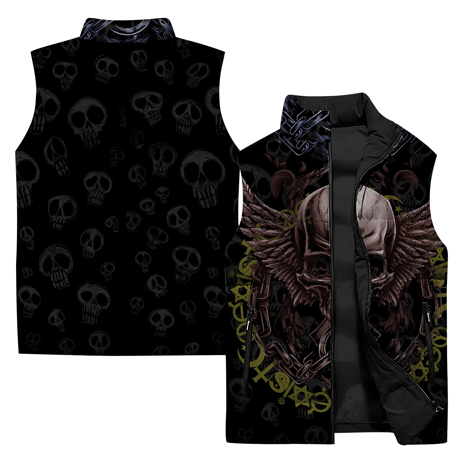Chaquetas de esqueleto para hombre, chaleco de trabajo fresco de invierno para hombre, ropa para hombre con calaveras, chaleco cálido y resistente al viento, chalecos ligeros de moda asequibles