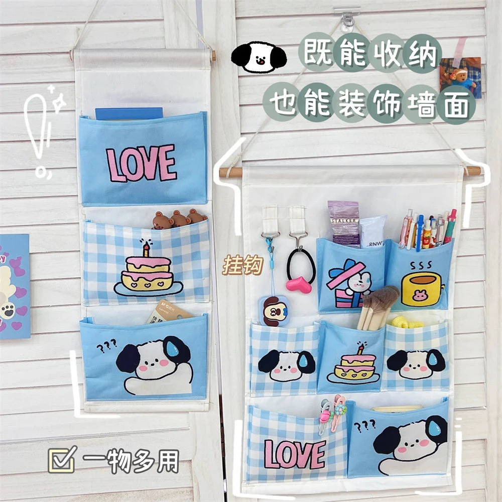 Fabric Hanging Wall Storage Bags Holder Creative Kawaii Wall-mounted Storage Bag Door Cute Wall Mounted Storage Bag Pockets 3