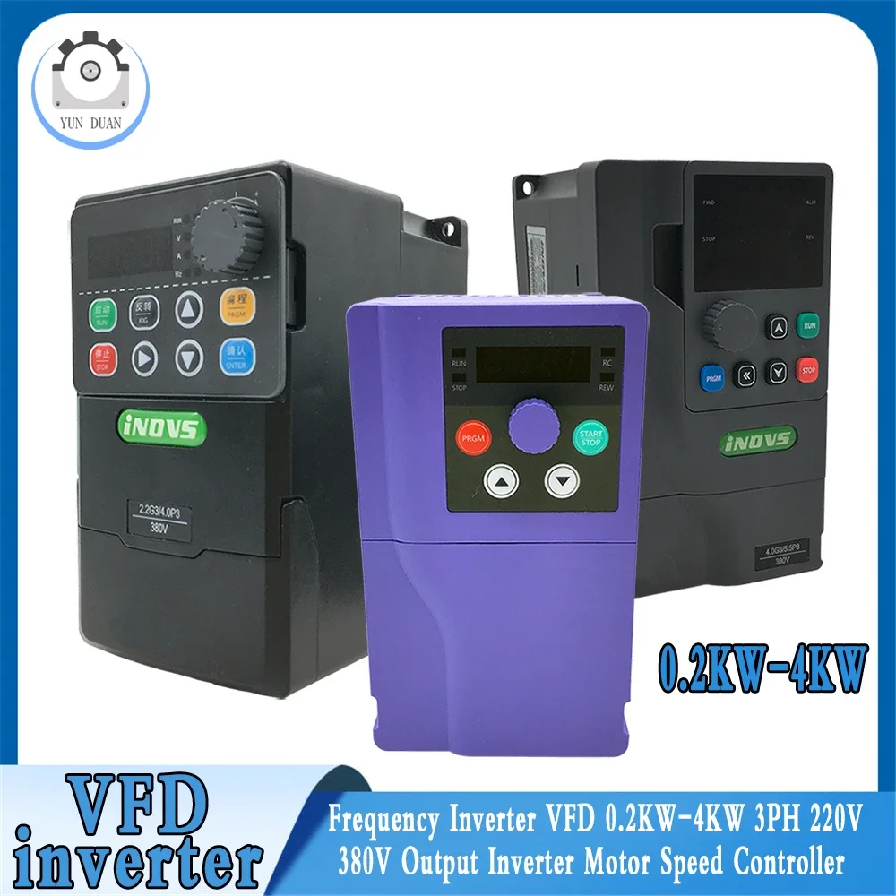 Conversor de Frequência Controlador de Velocidade do Motor Inversor de Frequência Vfd 0.2kw 0.75kw 1.5kw 2.2kw 4kw 3ph 220v 380v Saída
