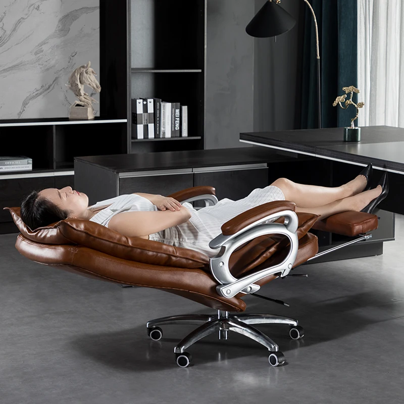 Massage Office Chair Luxury Footrest Multifunction Office Chair Back Support Revolving Silla