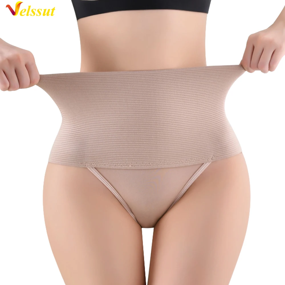 

Velssut Tummy Control Thong for Women Mid Waist Flat Belly Panties Slimming Shapewear Seamless Underwear Ladies Body Shaper